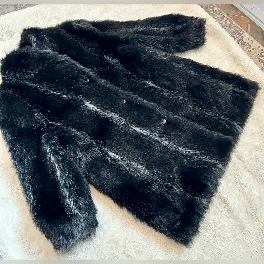 Source Unknown Black Faux Fur Leather Jacket - Picture 3 of 9